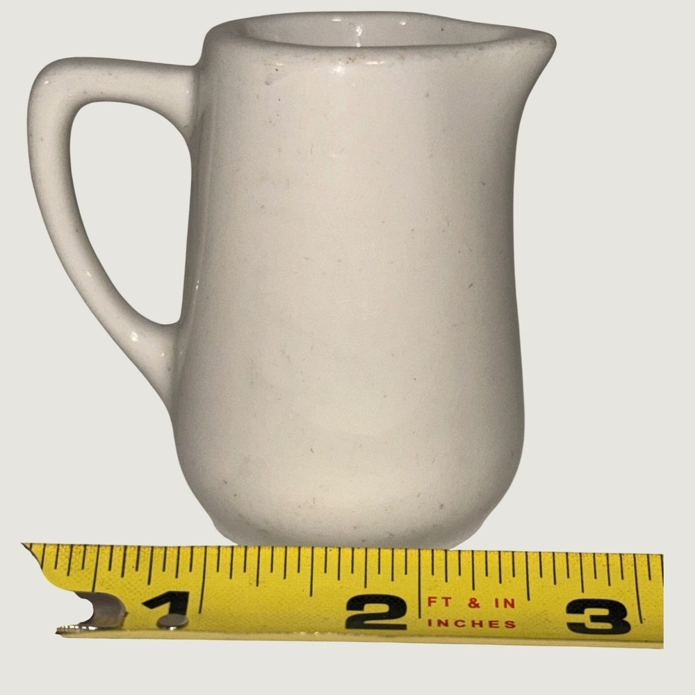 Hall Pottery China Vintage Miniature Creamer Syrup Pitcher White Ceramic USA